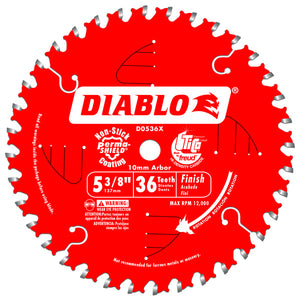 Diablo D0536X Cordless Trim Saw Blade, 5-3/8" x 36 Tooth, 10mm Arbor