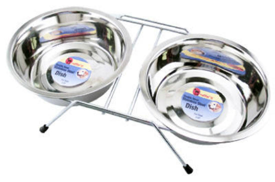 Ruffin' It 19464 Double Diner Pet Bowl, 32 Oz, Stainless Steel