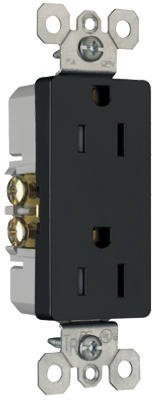 Pass & Seymour TradeMaster Tamper-Resistant Receptacle, 15A, 125V, Black