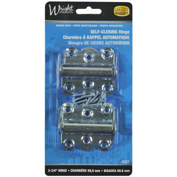 Wright Products™ V221 Self Closing Hinge, Zinc Plated, 2-3/4", 2-Pack