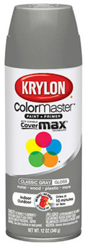 Krylon® K05355102 ColorMaster™ Paint & Primer, 12 Oz, Classic Gray, Gloss Finish