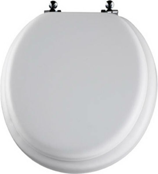 Mayfair 13CP-000 Round Cushioned Vinyl Toilet Seat w/ Molded Wood Core, White