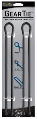 Nite Ize® GT24-2PK-01 Gear Tie® Reusable Rubber Twist Tie, 24", Black, 2-Pack