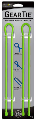 Nite Ize® GT24-2PK-17 Gear Tie® Reusable Rubber Twist Tie, 24", Lime, 2-Pack