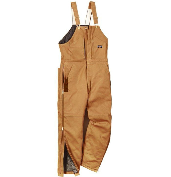 Dickies TB839BDLR Men's Regular Fit Duck Insulated Bib Overalls, Large, Brown