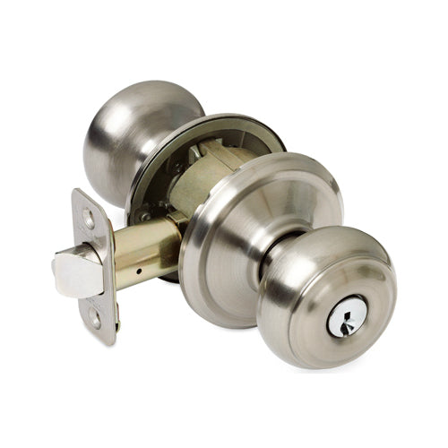 Schlage F51A VGEO619KA4 Georgian Design Entry Lockset Knob, Satin Nickel