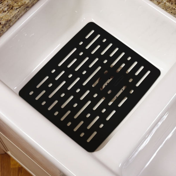 Rubbermaid® 1G1706BLA Enhanced Microban® Antimicrobial Sink Mat, Small, Black