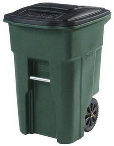 Toter 2-Wheel Greenstone Body Cart with Black Attached Lid, 48 Gallon