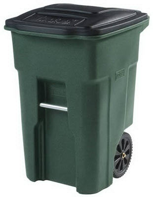 Toter 2-Wheel Greenstone Body Cart with Black Attached Lid, 48 Gallon