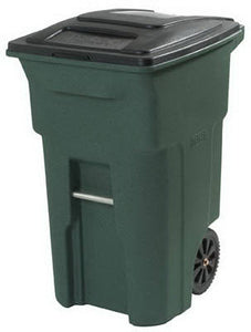 Toter 2-Wheel Greenstone Body Cart with Attached Black Lid, 64 Gallon