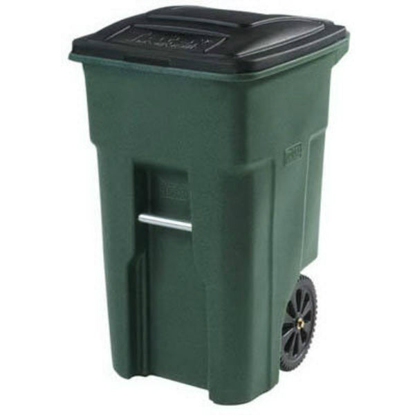 Toter® 25532-07GRS 2-Wheeled Trash Can w/ Attached Lid, Greenstone, 32-Gallon