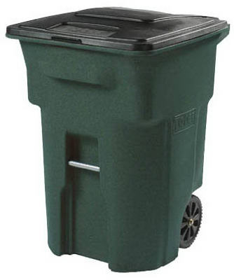 Toter 2-Wheel Greenstone Body Cart with Attached Black Lid, 96 Gallon