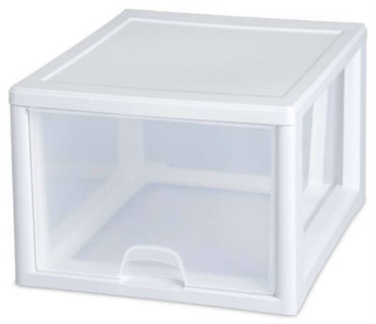 Sterilite 23108004 Stacking Drawer, White, 27 Quart