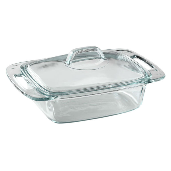 Pyrex 1085801 Easy Grab Rectangular Glass Casserole with Glass Lid, 2 Qt