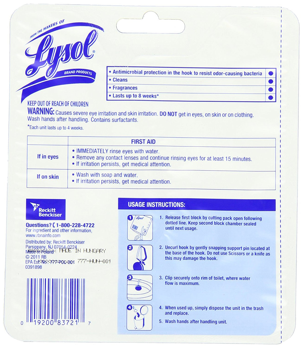 Lysol 083721 Hygienic Automatic Toilet Bowl Cleaner, Atlantic Fresh, 2-Pack