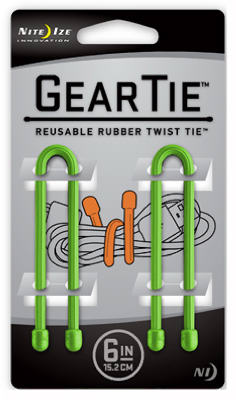 Nite Ize® GT6-2PK-17 Gear Tie® Reusable Rubber Twist Tie, 6", Lime, 2-Pack