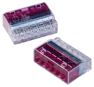 Purple 6-Port Push-In Wire Connector - Pk/5