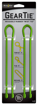 Nite Ize® GT18-2PK-17 Gear Tie® Reusable Rubber Twist Tie, 18", Lime, 2-Pack