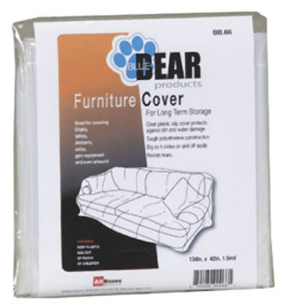 Allboxes Direct BB66 BlueBear Platic Furniture Cover, Clear, 134" x 42"