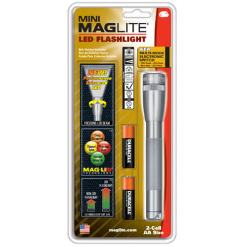 Maglite SP2209H LED Mini Flashlight with 4-Function, 2 "AA", Gray