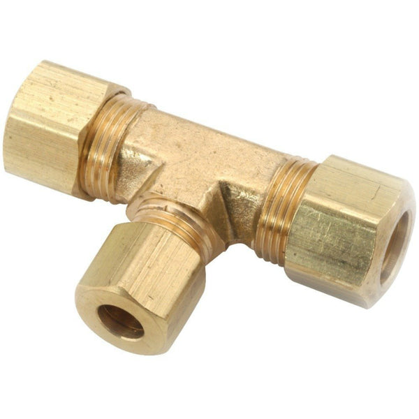 Anderson Metals 750084-060604 Lead Free Reducing Tee, Brass, 1/4" x 3/8" x 3/8"