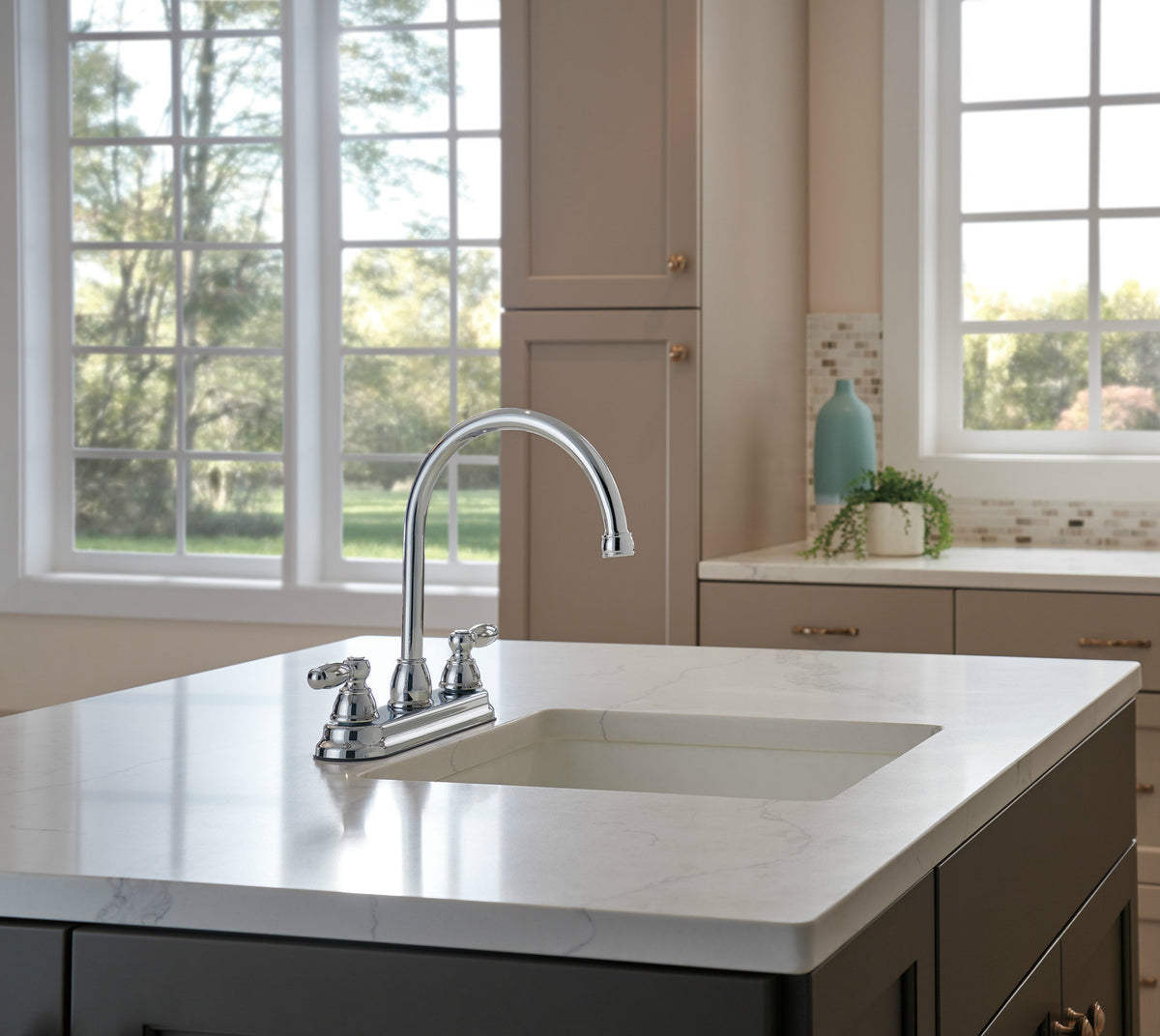 Peerless P299575LF Two Handle Kitchen Sink Faucet, Chrome Finish