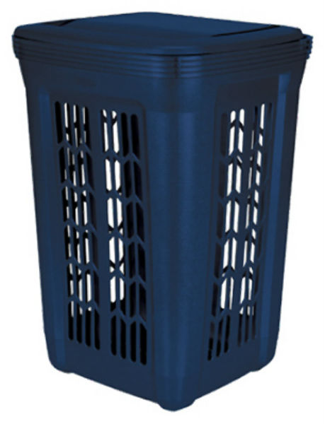 Rubbermaid® 299100ROYBL Square Laundry Hamper w/Lid, Royal Blue, 2.2 Bushel