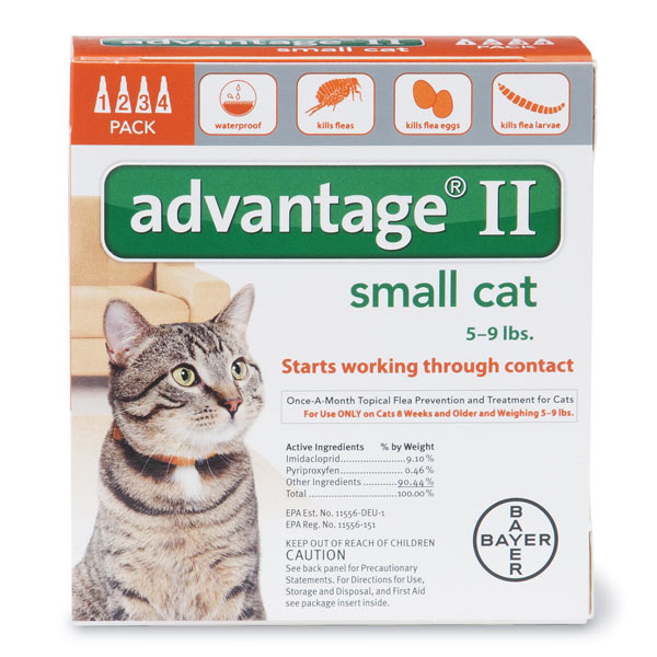 Bayer 04461669 Advantage II Flea Control Treatment for Small Cats 5-9 Lb, 4-PK