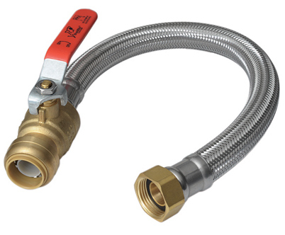 SharkBite® U3088FLEX18BVLF Water Heater Connector w/Ball Valve, 3/4" x 3/4" FIP