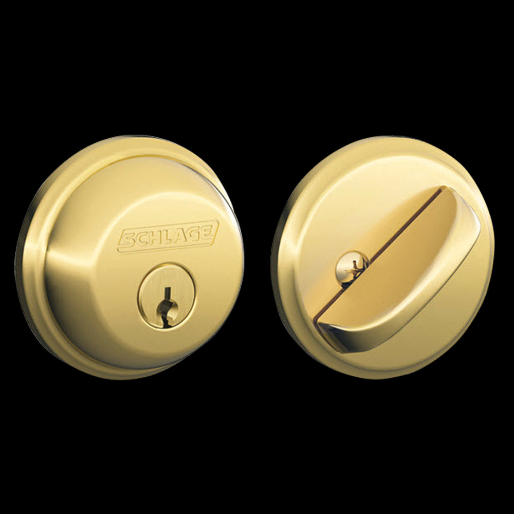 Schlage B60NV505 Single Cylinder Deadbolt, Bright Brass