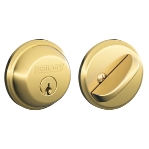 Schlage B60NV505 Single Cylinder Deadbolt, Bright Brass