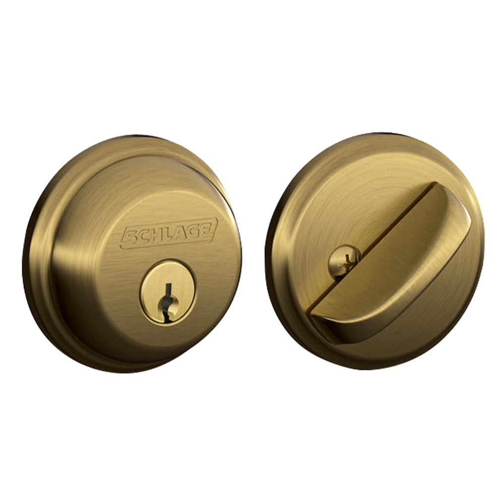 Schlage B60NV609 Single Cylinder Deadbolt, Antique Brass