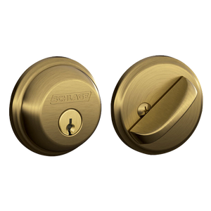 Schlage B60NV609 Single Cylinder Deadbolt, Antique Brass