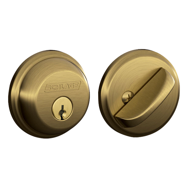 Schlage B60NV609 Single Cylinder Deadbolt, Antique Brass