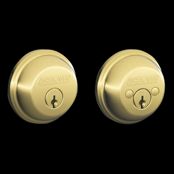 Schlage B62NV505 Double Cylinder Deadbolt, Bright Brass