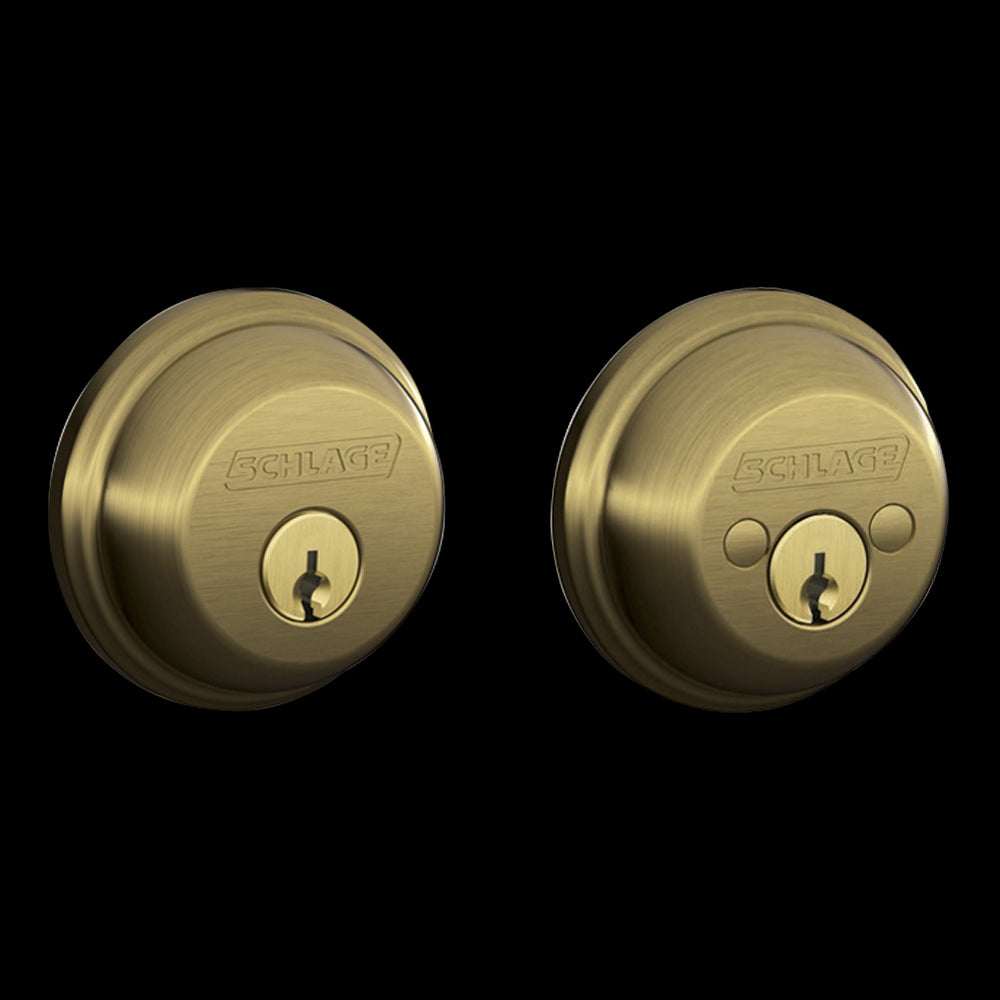 Schlage B62NV609 Double Cylinder Deadbolt Lock, Antique Brass