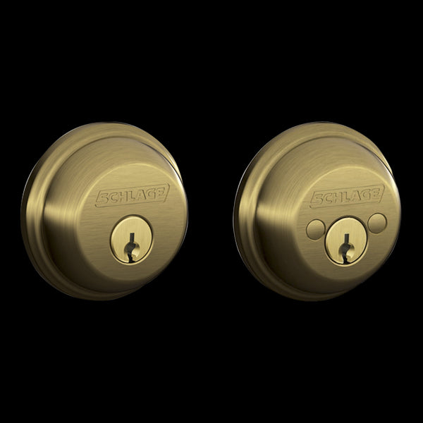 Schlage B62NV609 Double Cylinder Deadbolt Lock, Antique Brass