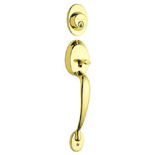 Schlage F60VPLYXFLA505 Plymouth X Flair Lever Design Entry Handleset, Brass