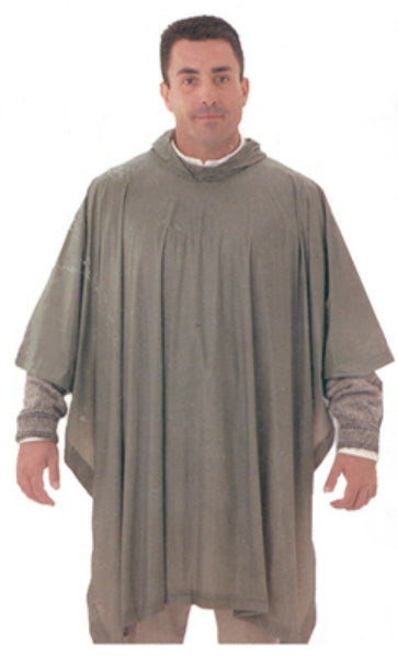 Tingley P68808 One-Size PVC Poncho with Attached Hood, Olive Drab Green