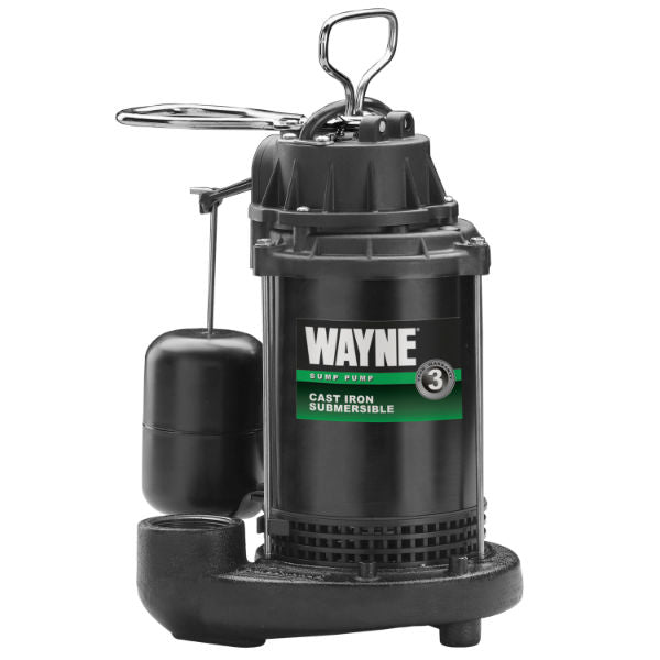 Wayne® CDU790 Cast Iron Submersible Sump Pump with Vertical Switch, 1/3 HP