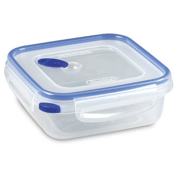 Sterilite 03314706 Ultra-Seal Square Food Storage Container, Clear/Blue, 4-Cup