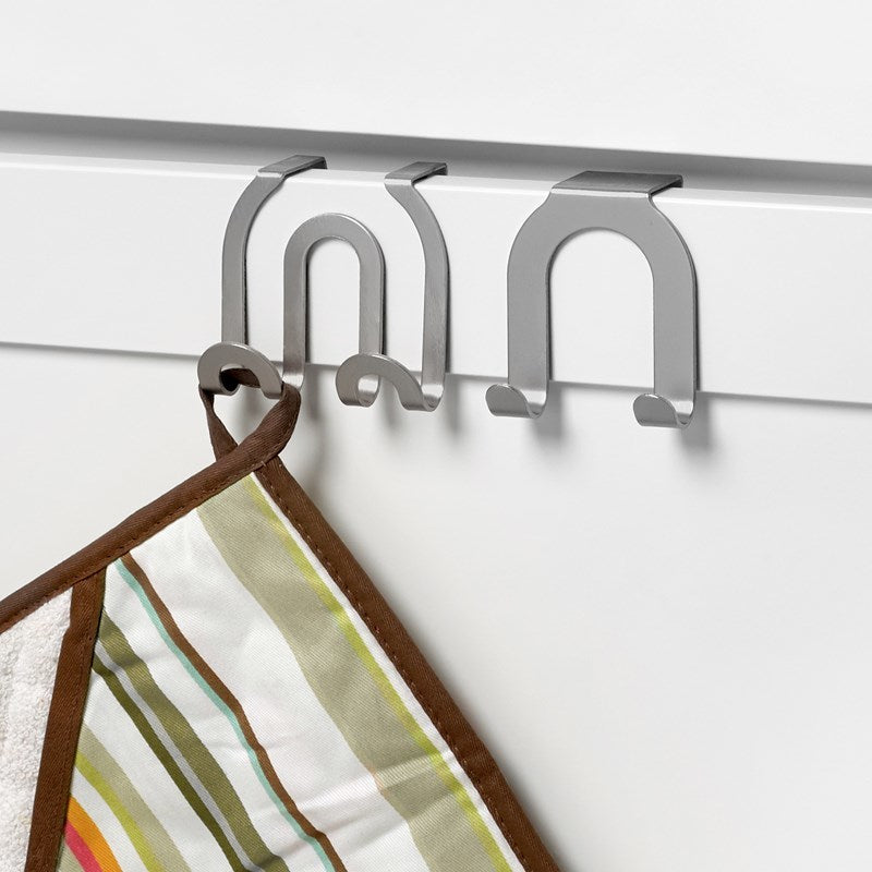 Spectrum® 67971 Over-the-Cabinet Pos/Neg Double Hook, Brushed Nickel, 2-Pack