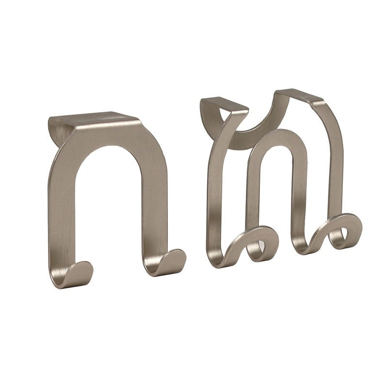 Spectrum® 67971 Over-the-Cabinet Pos/Neg Double Hook, Brushed Nickel, 2-Pack