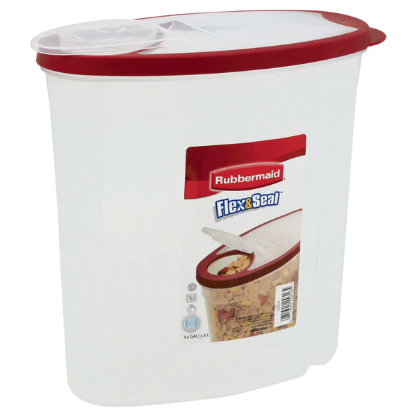 Rubbermaid® 1777195 Flex & Seal™ Pasta & Cereal Canister, Clear/Red, 1.5 Gallon