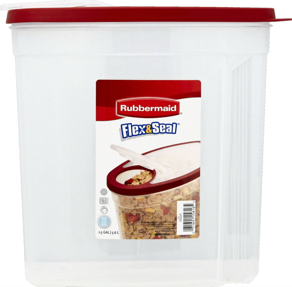 Rubbermaid® 1777195 Flex & Seal™ Pasta & Cereal Canister, Clear/Red, 1.5 Gallon