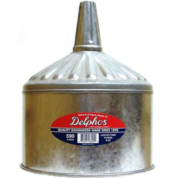 S & K Products 590 Heavy-Duty Galvanized Funnel, 8 Qt  Capacity