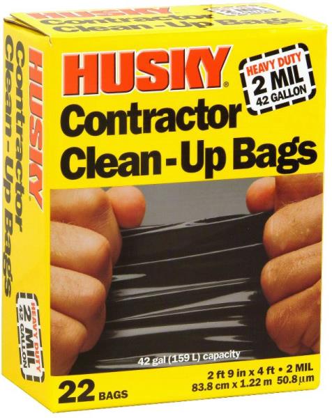 Husky HK42WC022B Contractor Clean-Up Bags, 42 Gallon