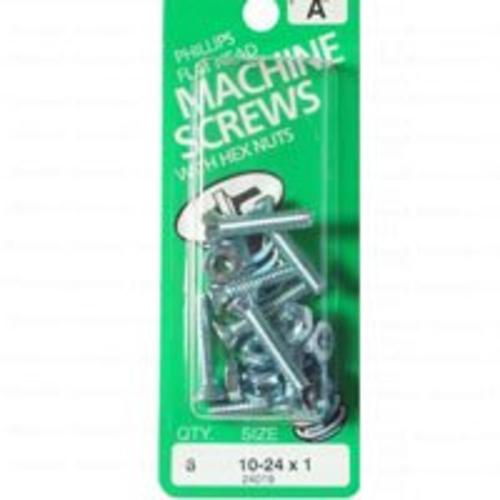 Midwest 24019 Machine Screws, Phillips Flat, 10-24 x 1"