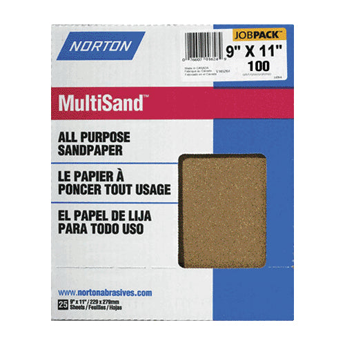Norton 00358 Multi Sandpaper, 100 Grit, 9" x 11"