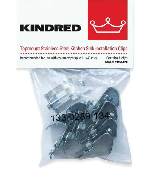 Kindred KCLIP8 Sink Mounting Clips, Stainless Steel